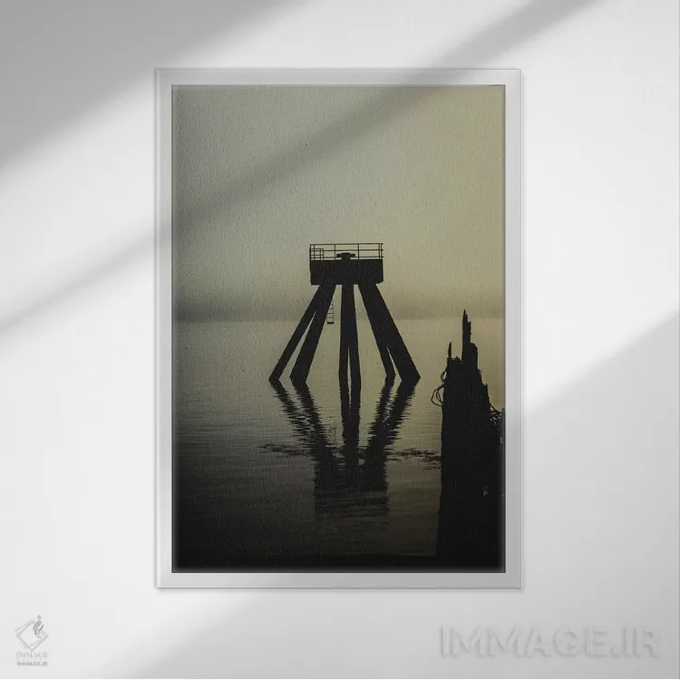 تابلو دکوراتیو برق رسانی بالای رودخانه اثر کت کریگن - نمای قابدار سفید