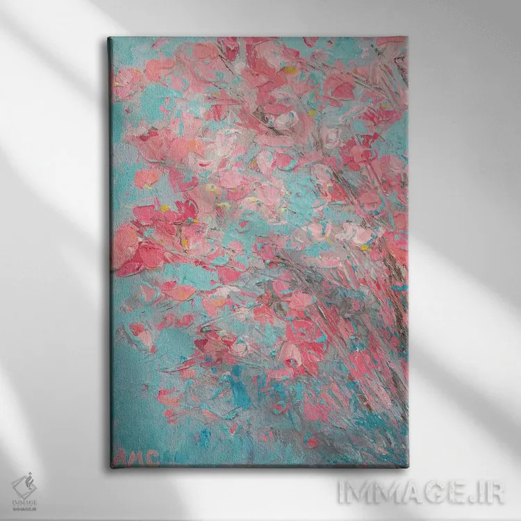 تابلو دکوراتیو شکوفه های سیب اثر آن مری کولیک - نمای روبهرو روی دیوار