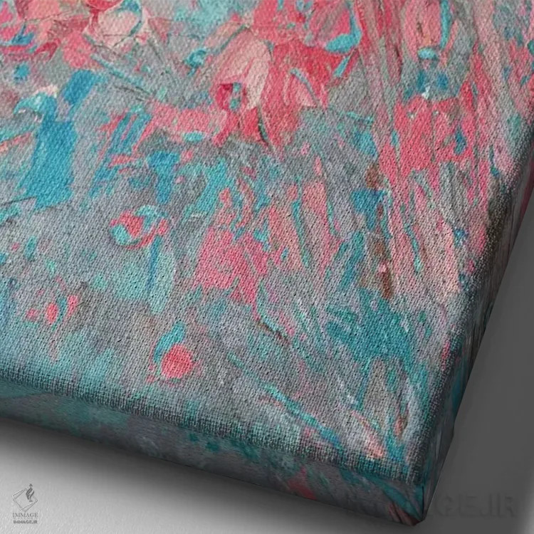 تابلو دکوراتیو شکوفه های سیب اثر آن مری کولیک - نمای نزدیک بافت بوم