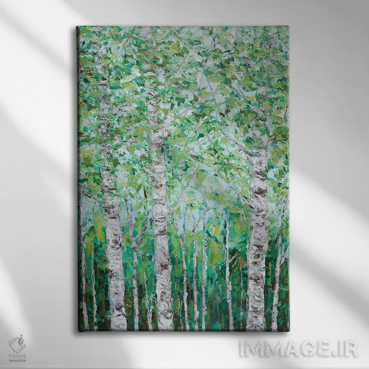 تابلو دکوراتیو چوب غان سبز I اثر آن مری کولیک - نمای روبهرو روی دیوار