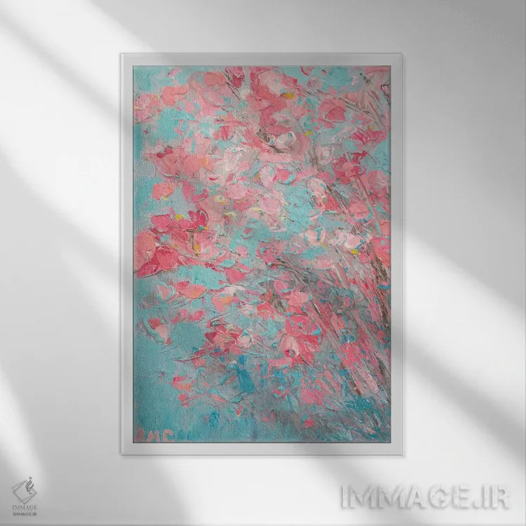 تابلو دکوراتیو شکوفه های سیب اثر آن مری کولیک - نمای قابدار سفید