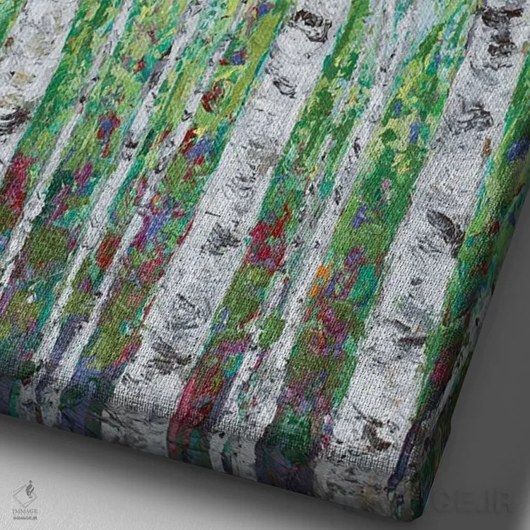 تابلو دکوراتیو چوب غان سبز II اثر آن مری کولیک - نمای نزدیک بافت بوم