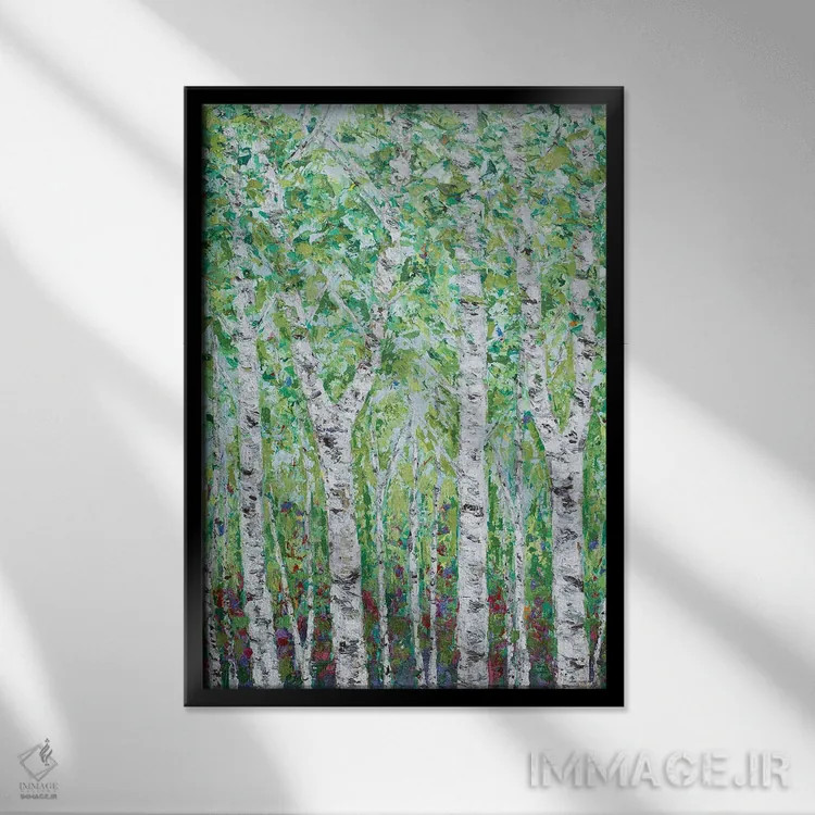 تابلو دکوراتیو چوب غان سبز II اثر آن مری کولیک - نمای قابدار مشکی