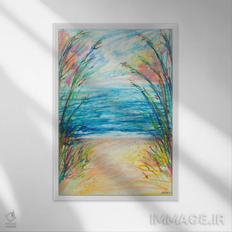 تابلو دکوراتیو مسیر به سوی آب اثر آن مری کولیک - نمای قابدار سفید