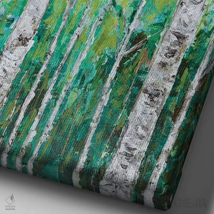 تابلو دکوراتیو چوب غان سبز I اثر آن مری کولیک - نمای نزدیک بافت بوم