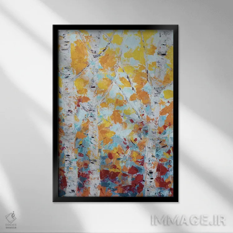 تابلو دکوراتیو صنوبر اکتبر I اثر آن مری کولیک - نمای قابدار مشکی