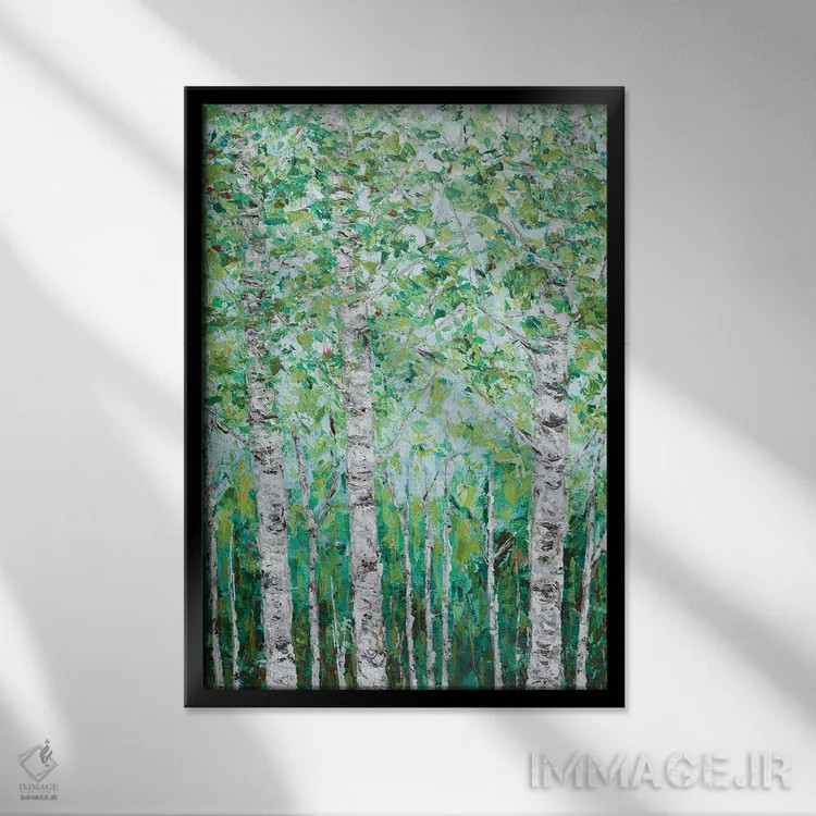 تابلو دکوراتیو چوب غان سبز I اثر آن مری کولیک - نمای قابدار مشکی