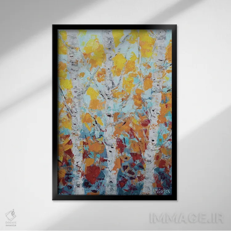 تابلو دکوراتیو صنوبر اکتبر II اثر آن مری کولیک - نمای قابدار مشکی