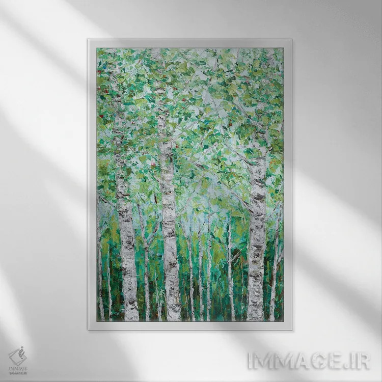 تابلو دکوراتیو چوب غان سبز I اثر آن مری کولیک - نمای قابدار سفید