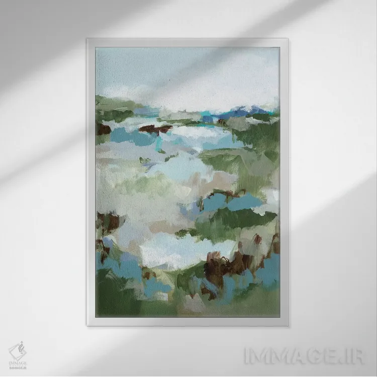 تابلو انتزاعی راه دراز به خانه I اثر کریستینا لانگ - نمای قابدار سفید