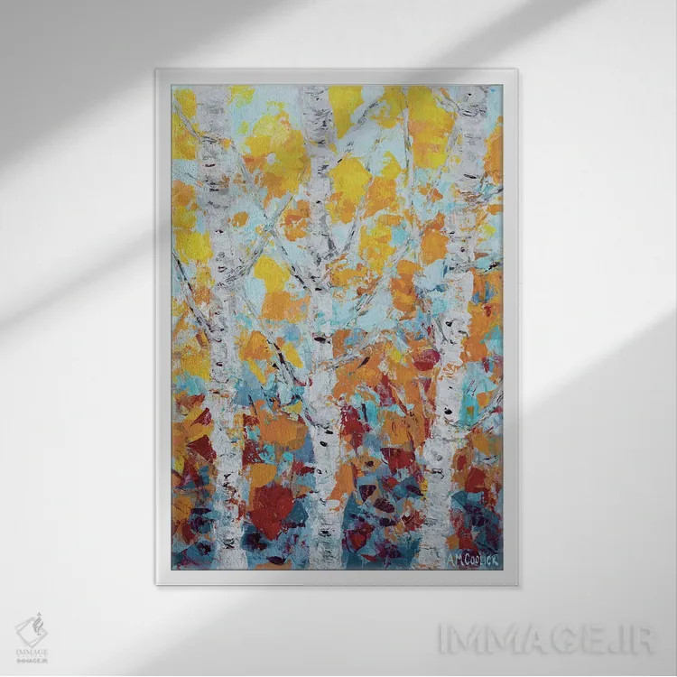 تابلو دکوراتیو صنوبر اکتبر II اثر آن مری کولیک - نمای قابدار سفید