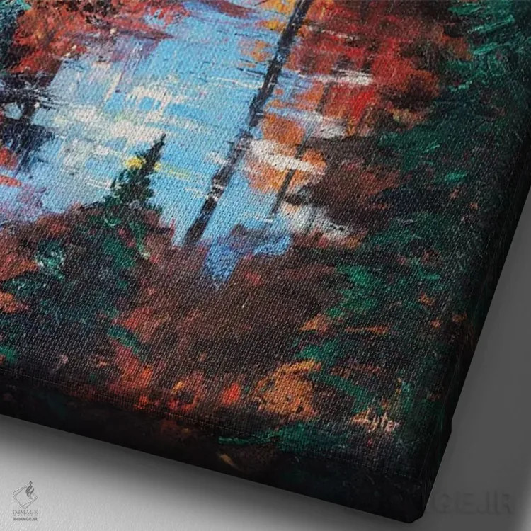 تابلو دکوراتیو جویبار بوفالو کوچولو اثر کریستوفر لیتر - نمای نزدیک بافت بوم