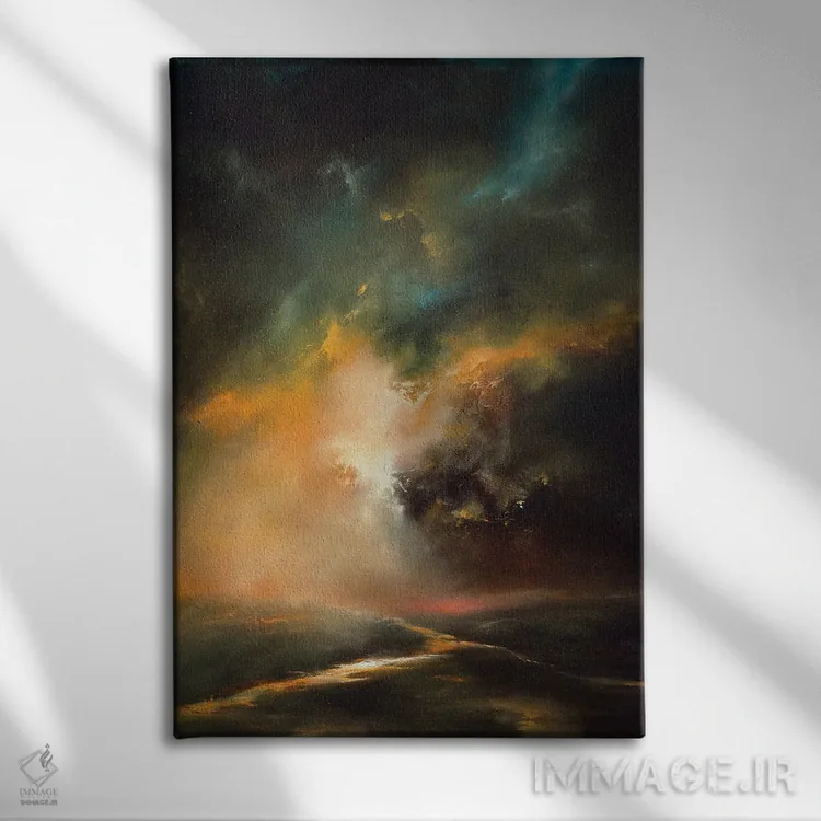تابلو انتزاعی همراه با ابرهای طوفانی اثر کریستوفر لیتر - نمای روبهرو روی دیوار