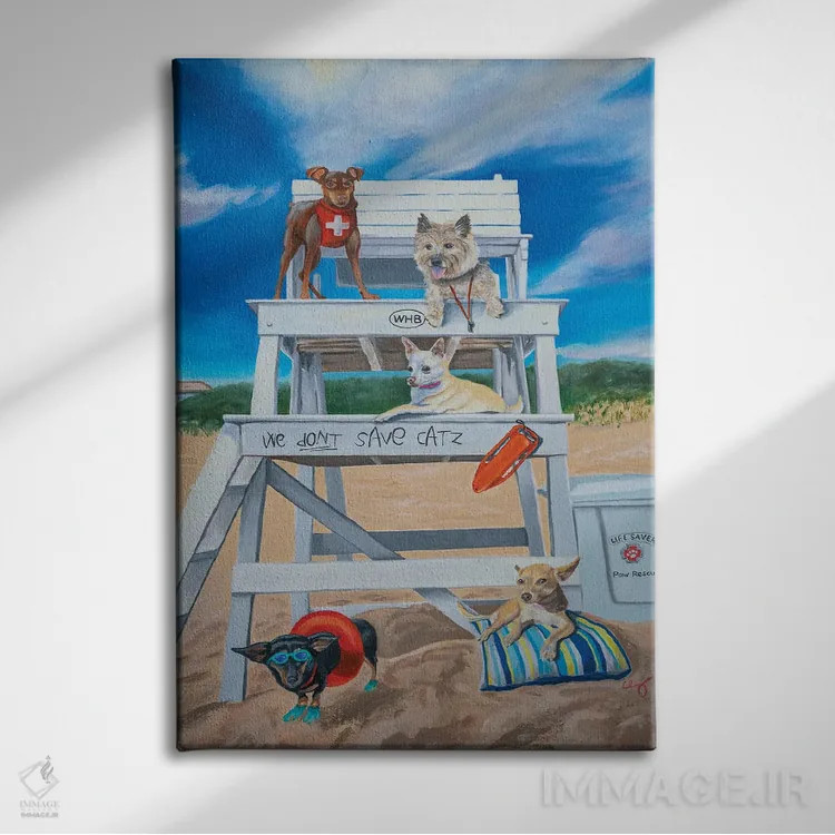 تابلو دکوراتیو نجات غریق ها اثر کارول لوز - نمای روبهرو روی دیوار