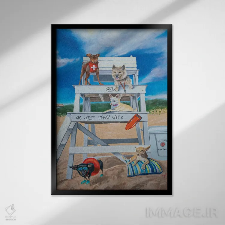 تابلو دکوراتیو نجات غریق ها اثر کارول لوز - نمای قابدار مشکی