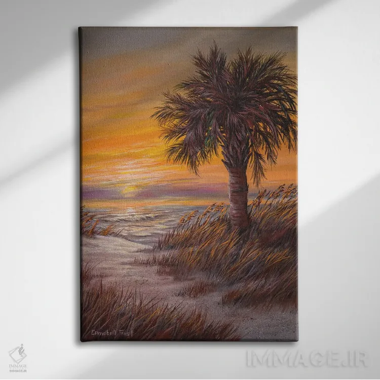 تابلو دکوراتیو طلوع نخل سان ها اثر کمبل فراست - نمای روبهرو روی دیوار