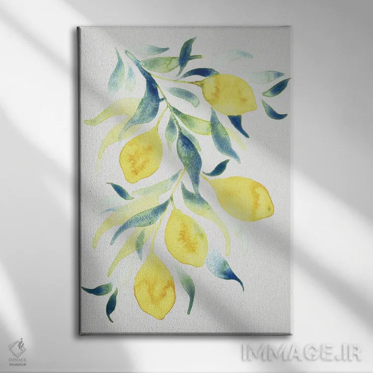 تابلو دکوراتیو لیموهای آبرنگی اثر کامیلا خونکوس - نمای روبهرو روی دیوار