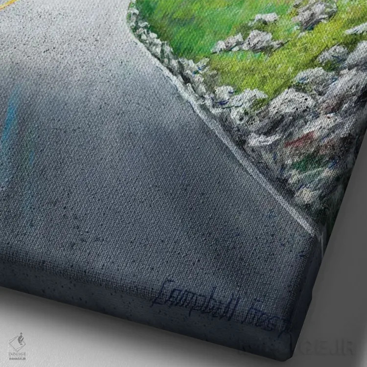 تابلو دکوراتیو حلقه بلو ریج اثر کمبل فراست - نمای نزدیک بافت بوم