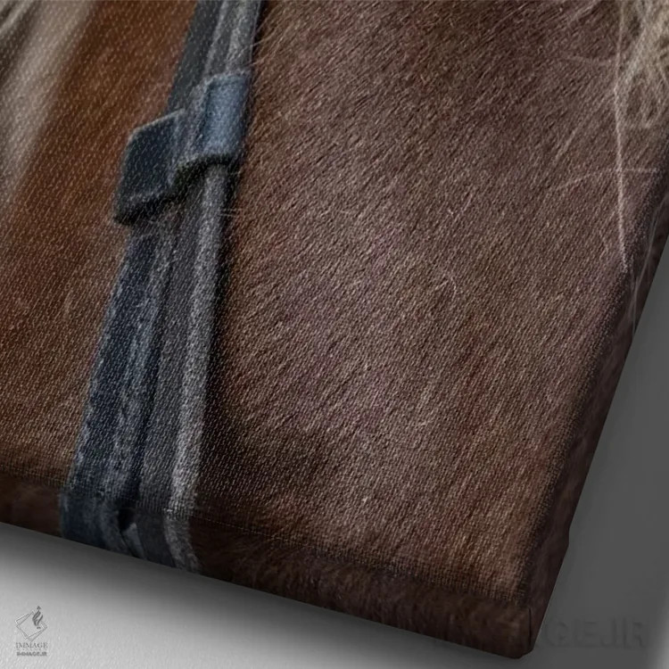 تابلو دکوراتیو جزئیات اسب حنایی با یال کتان اثر سیندی میلر هاپکینز - نمای نزدیک بافت بوم