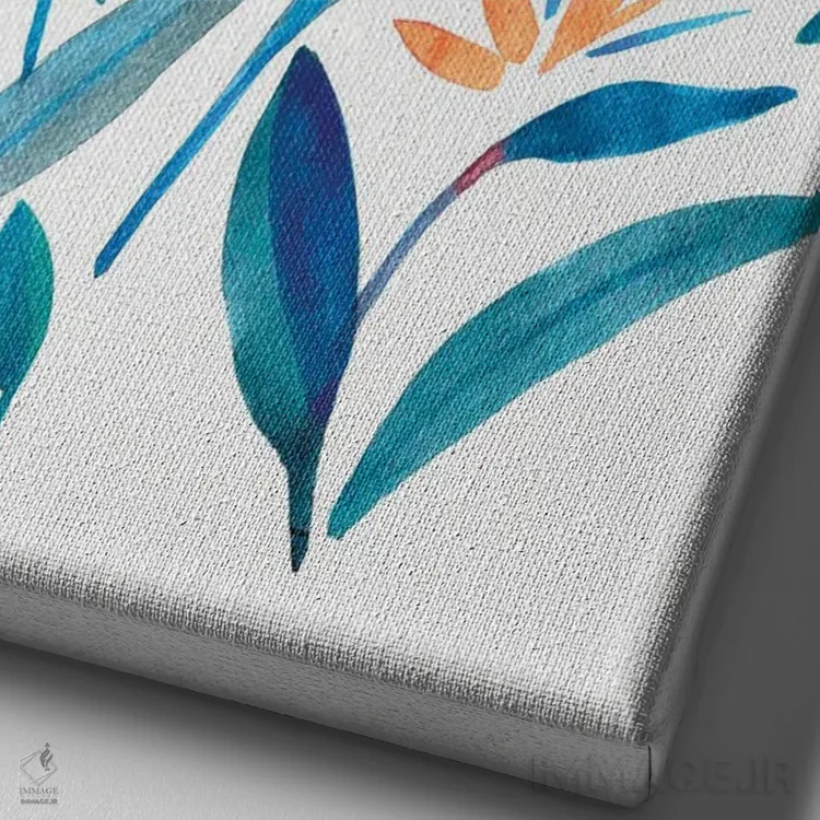 تابلو انتزاعی گل پرنده بهشتی شماره دو اثر کامیلا خونکوس - نمای نزدیک بافت بوم