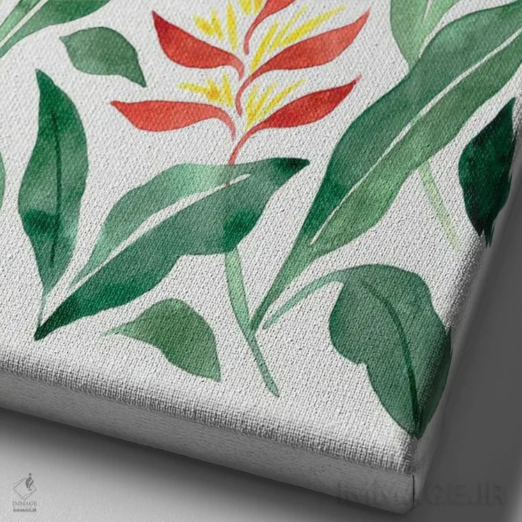 تابلو انتزاعی گل طوطی برزیلی اثر کامیلا خونکوس - نمای نزدیک بافت بوم