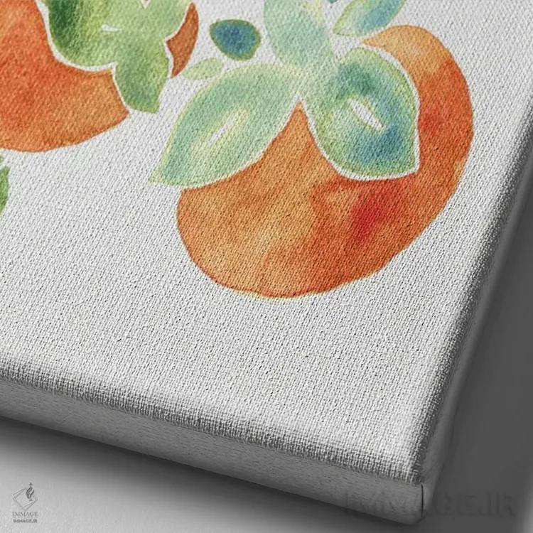 تابلو دکوراتیو پرتقال های آبرنگی اثر کامیلا خونکوس - نمای نزدیک بافت بوم