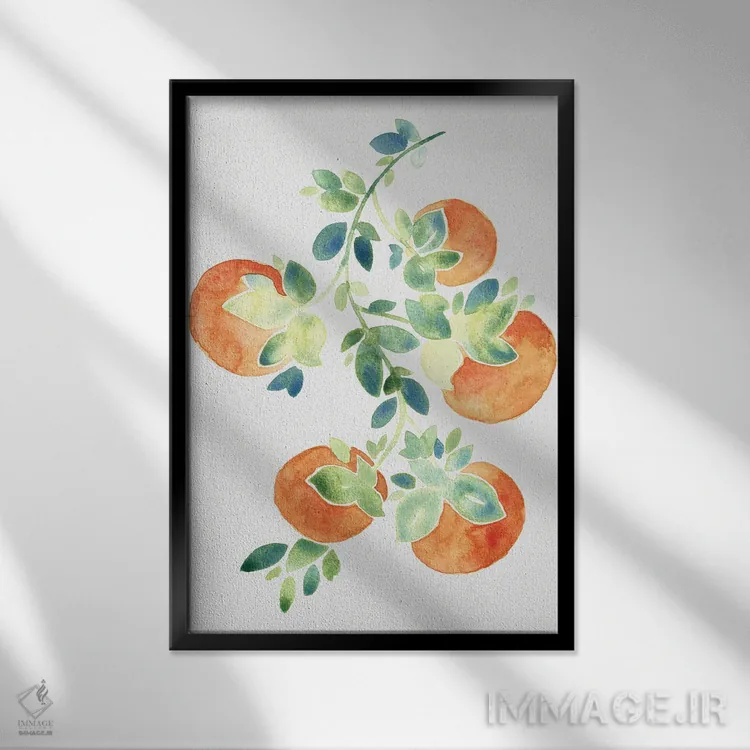 تابلو دکوراتیو پرتقال های آبرنگی اثر کامیلا خونکوس - نمای قابدار مشکی