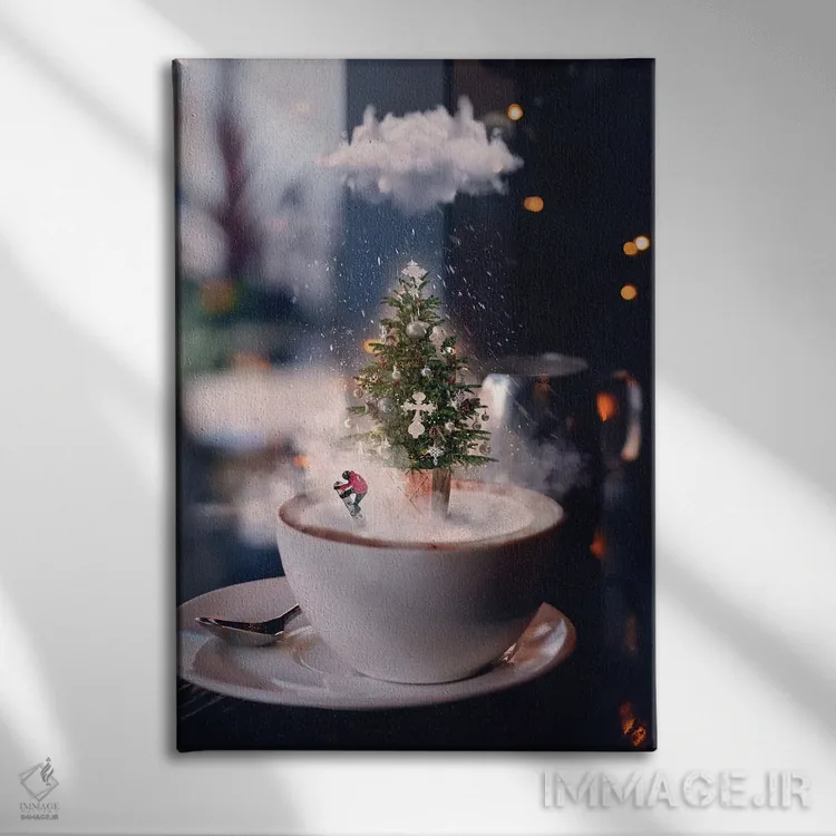 تابلو دکوراتیو کریسمس در یک فنجان اثر کلودیا مک کینی - نمای روبهرو روی دیوار