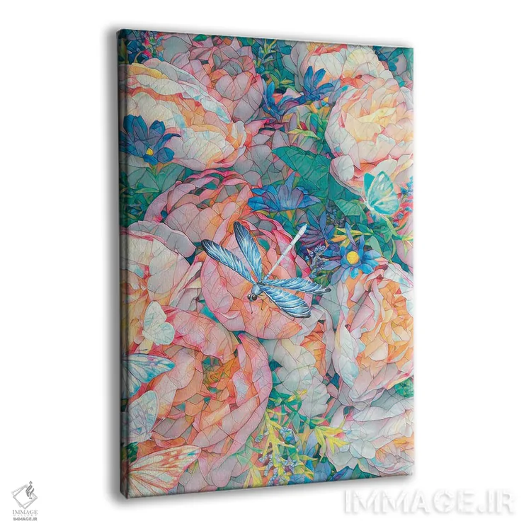 تابلو دکوراتیو باغ سنجاقک اثر کلودیا مک کینی - نمای پرسپکتیو محصول