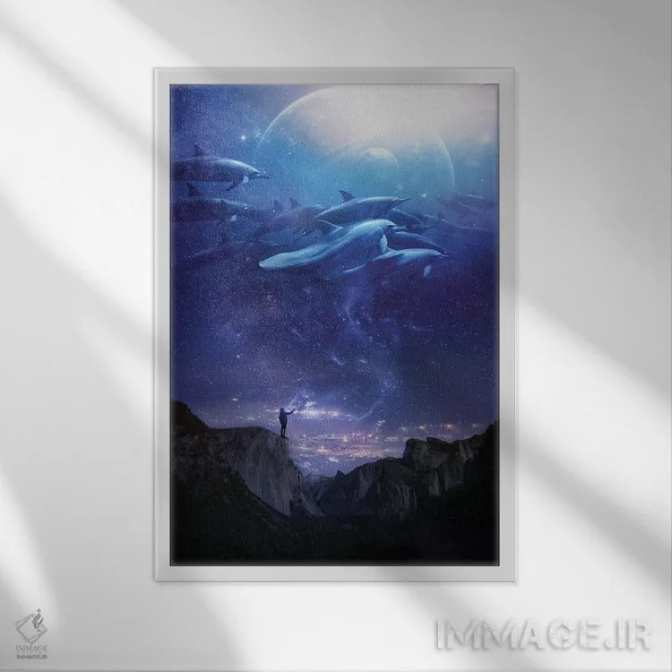 تابلو دکوراتیو آب های آسمانی اثر کلودیا مک کینی - نمای قابدار سفید