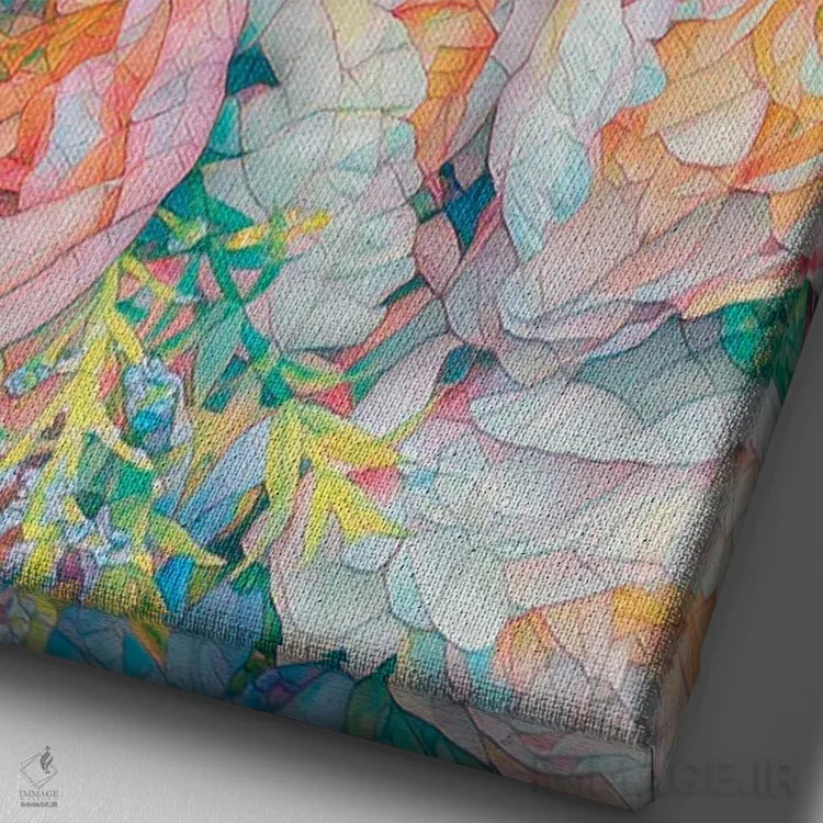 تابلو دکوراتیو باغ سنجاقک اثر کلودیا مک کینی - نمای نزدیک بافت بوم