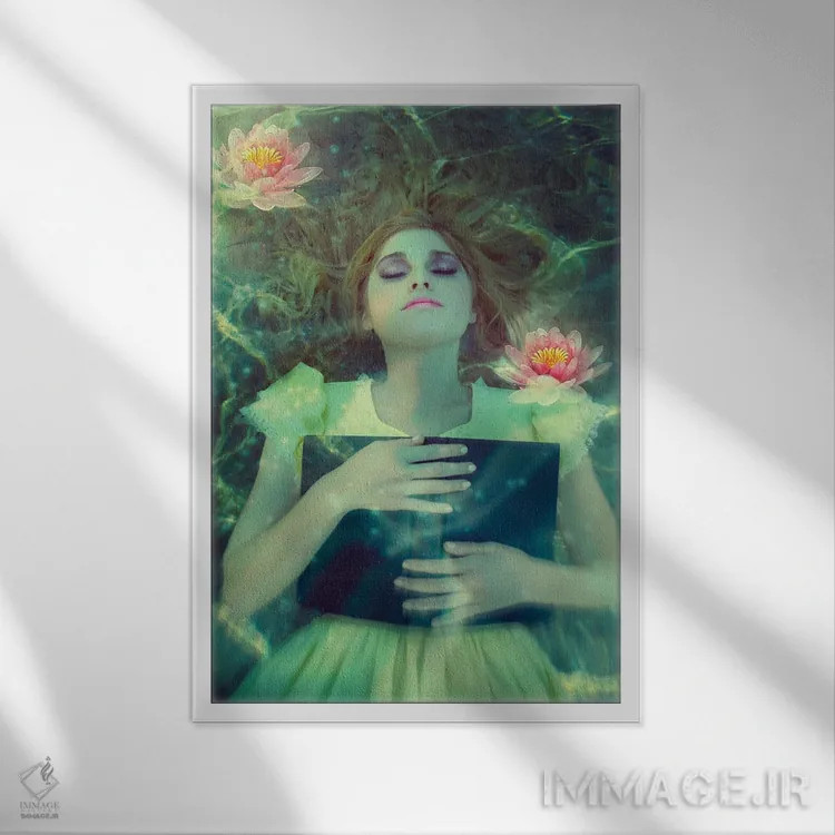 تابلو دکوراتیو پری دریایی مونه اثر کلودیا مک کینی - نمای قابدار سفید