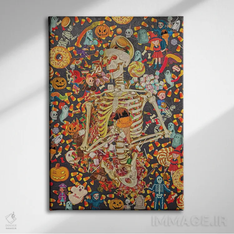 تابلو دکوراتیو اسکلت های شیرین و ترسناک اثر کلودیا مک کینی - نمای روبهرو روی دیوار
