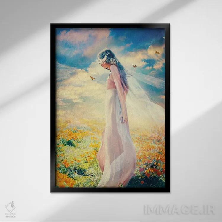 تابلو دکوراتیو فرزند گل اثر کلودیا مک کینی - نمای قابدار مشکی