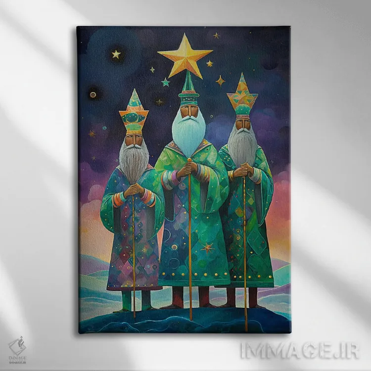 تابلو دکوراتیو ما سه پادشاه اثر کلودیا مک کینی - نمای روبهرو روی دیوار