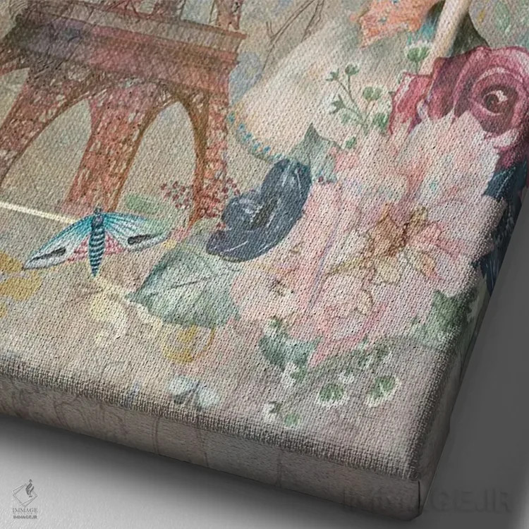 تابلو دکوراتیو از پاریس با عشق اثر کلودیا مک کینی - نمای نزدیک بافت بوم