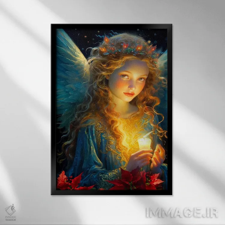 تابلو دکوراتیو شب زنده داری کریسمس اثر کلودیا مک کینی - نمای قابدار مشکی