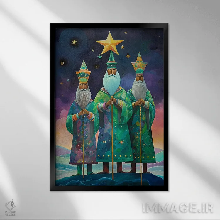 تابلو دکوراتیو ما سه پادشاه اثر کلودیا مک کینی - نمای قابدار مشکی