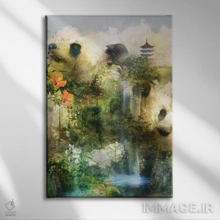 تابلو دکوراتیو جزیره پاندا اثر کلودیا مک کینی - نمای روبهرو روی دیوار