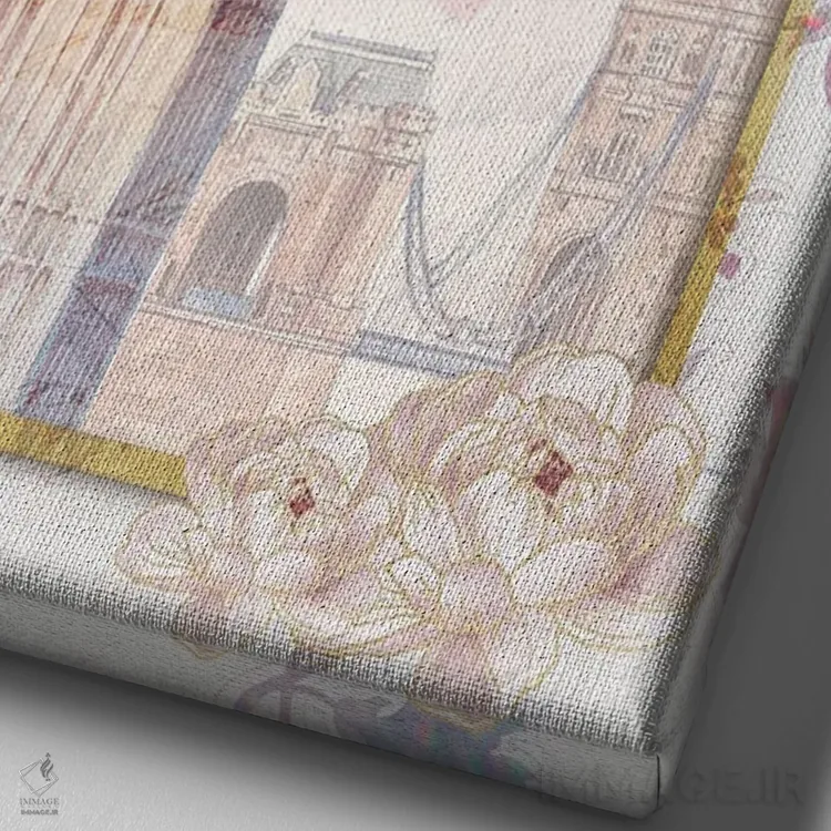 تابلو دکوراتیو شهر لندن اثر کلودیا مک کینی - نمای نزدیک بافت بوم