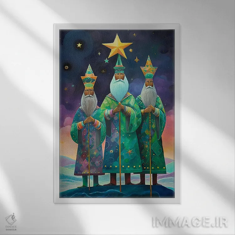 تابلو دکوراتیو ما سه پادشاه اثر کلودیا مک کینی - نمای قابدار سفید