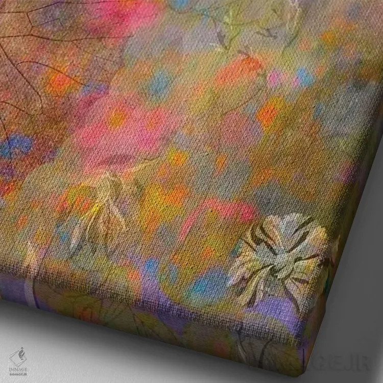 تابلو دکوراتیو سرخوشی پاستلی اثر کلودیا مک کینی - نمای نزدیک بافت بوم