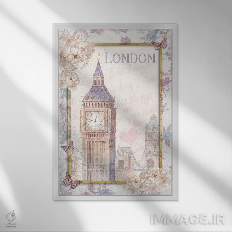 تابلو دکوراتیو شهر لندن اثر کلودیا مک کینی - نمای قابدار سفید