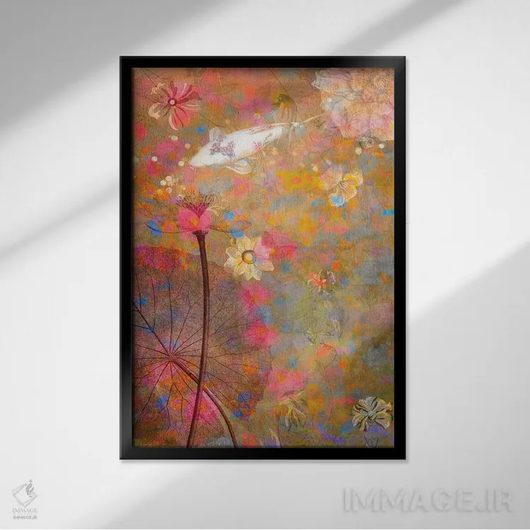 تابلو دکوراتیو سرخوشی پاستلی اثر کلودیا مک کینی - نمای قابدار مشکی