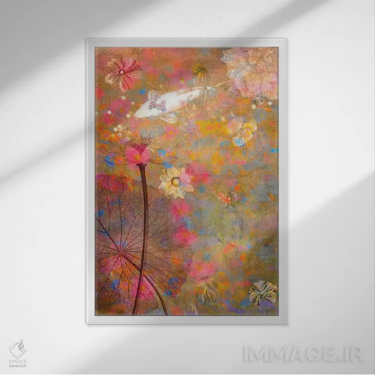 تابلو دکوراتیو سرخوشی پاستلی اثر کلودیا مک کینی - نمای قابدار سفید