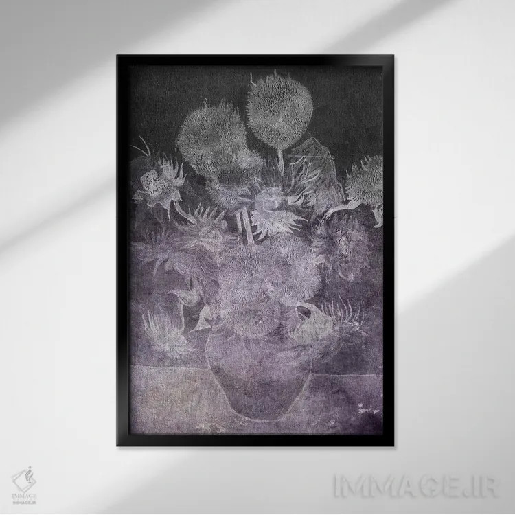 تابلو دکوراتیو آفتابگردان شماره شش اثر فایو بای فایو کالکتیو - نمای قابدار مشکی