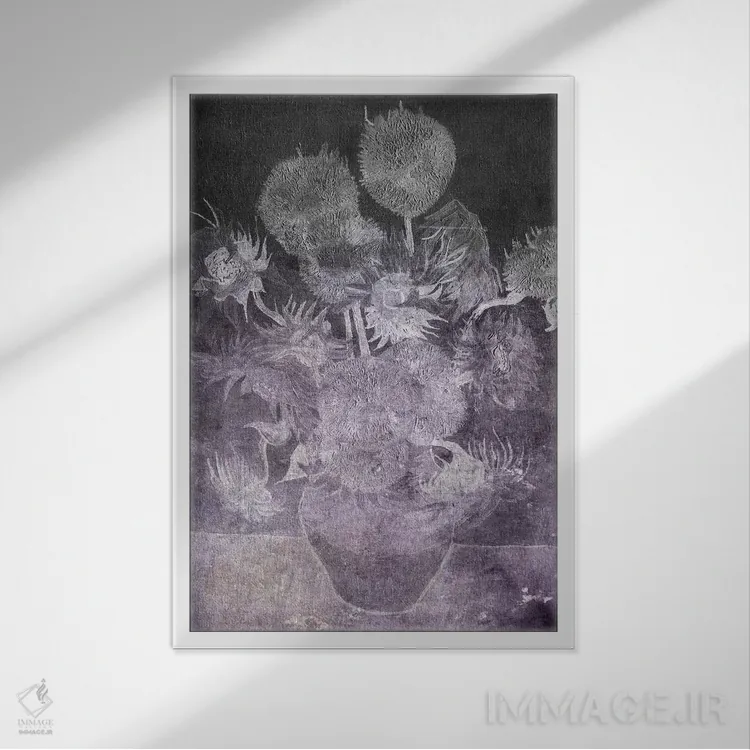 تابلو دکوراتیو آفتابگردان شماره شش اثر فایو بای فایو کالکتیو - نمای قابدار سفید