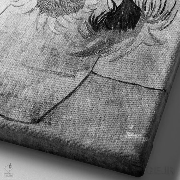 تابلو دکوراتیو آفتابگردان شماره هفت اثر فایو بای فایو کالکتیو - نمای نزدیک بافت بوم