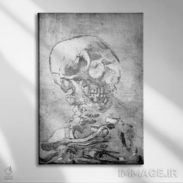 تابلو دکوراتیو جمجمه اسکلت شماره هفت اثر فایو بای فایو کالکتیو - نمای روبهرو روی دیوار