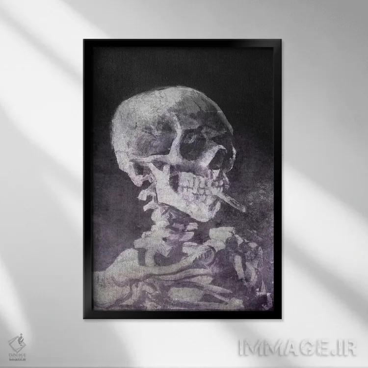 تابلو دکوراتیو جمجمه اسکلت شماره شش اثر فایو بای فایو کالکتیو - نمای قابدار مشکی